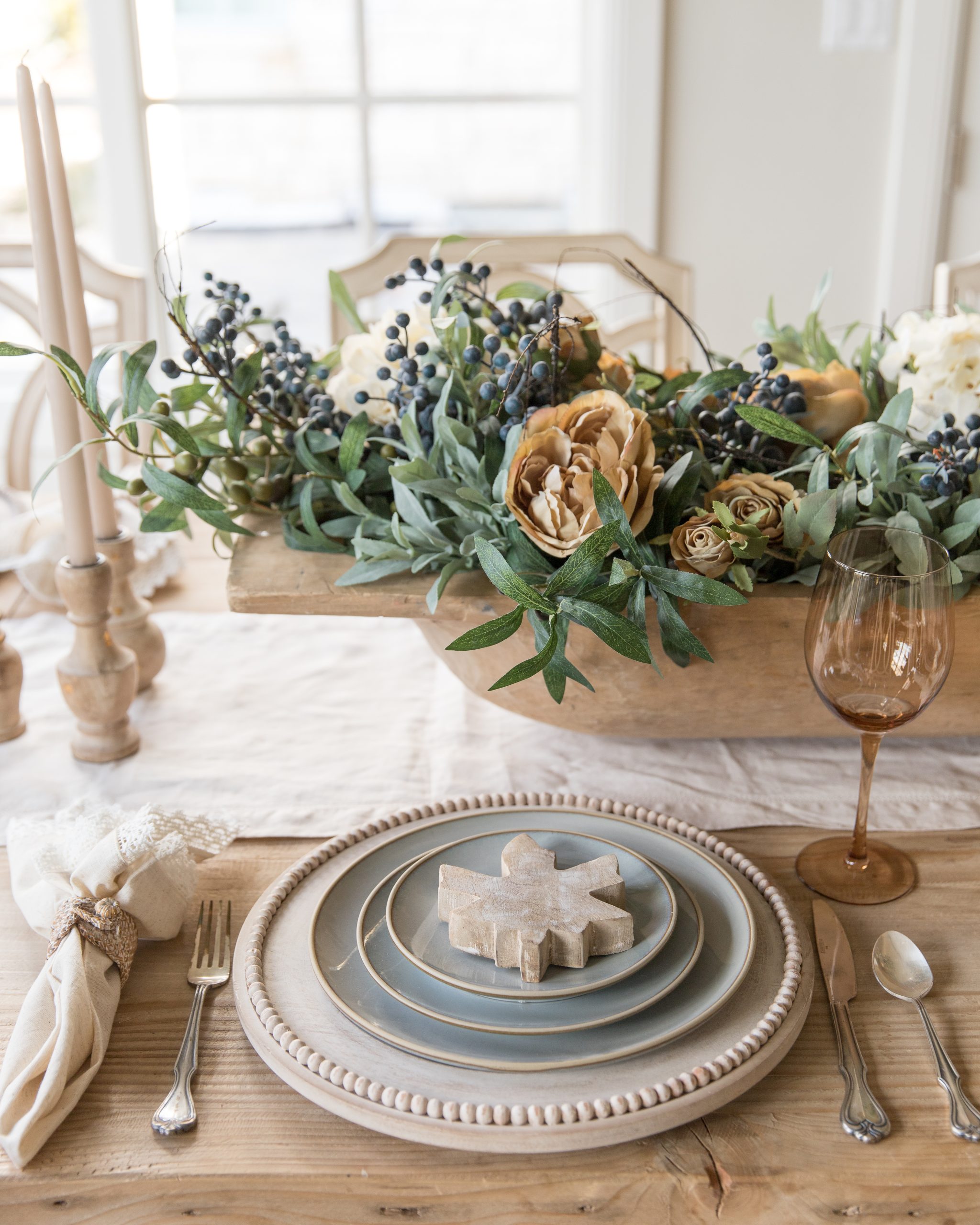 DIY dough bowl centerpiece