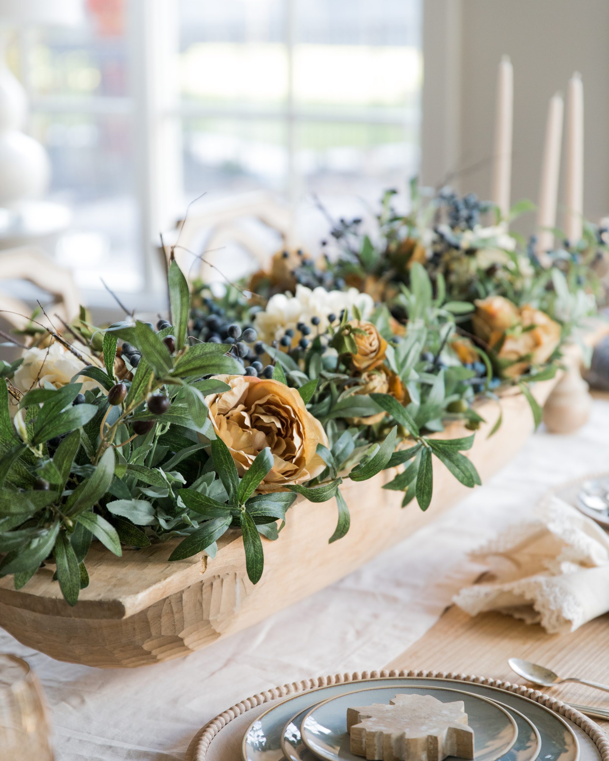 DIY dough bowl centerpiece