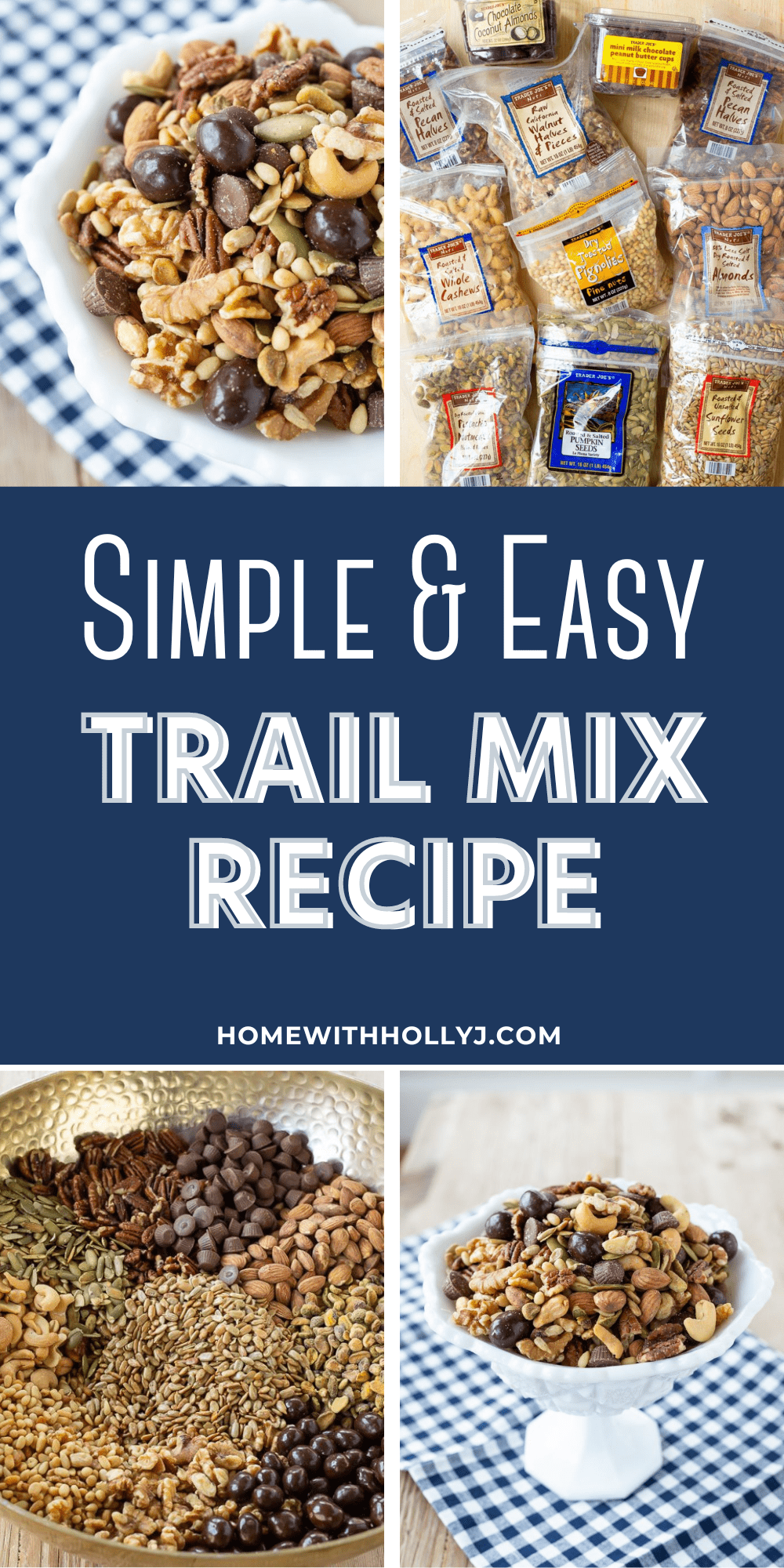 Sharing a simple trail mix recipe, including a variety of nuts, seeds, chocolate, and more - the perfect snack for any day.