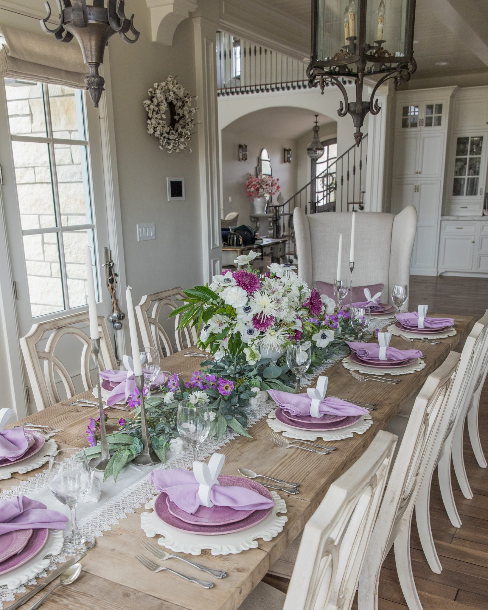 lavender and white easter table