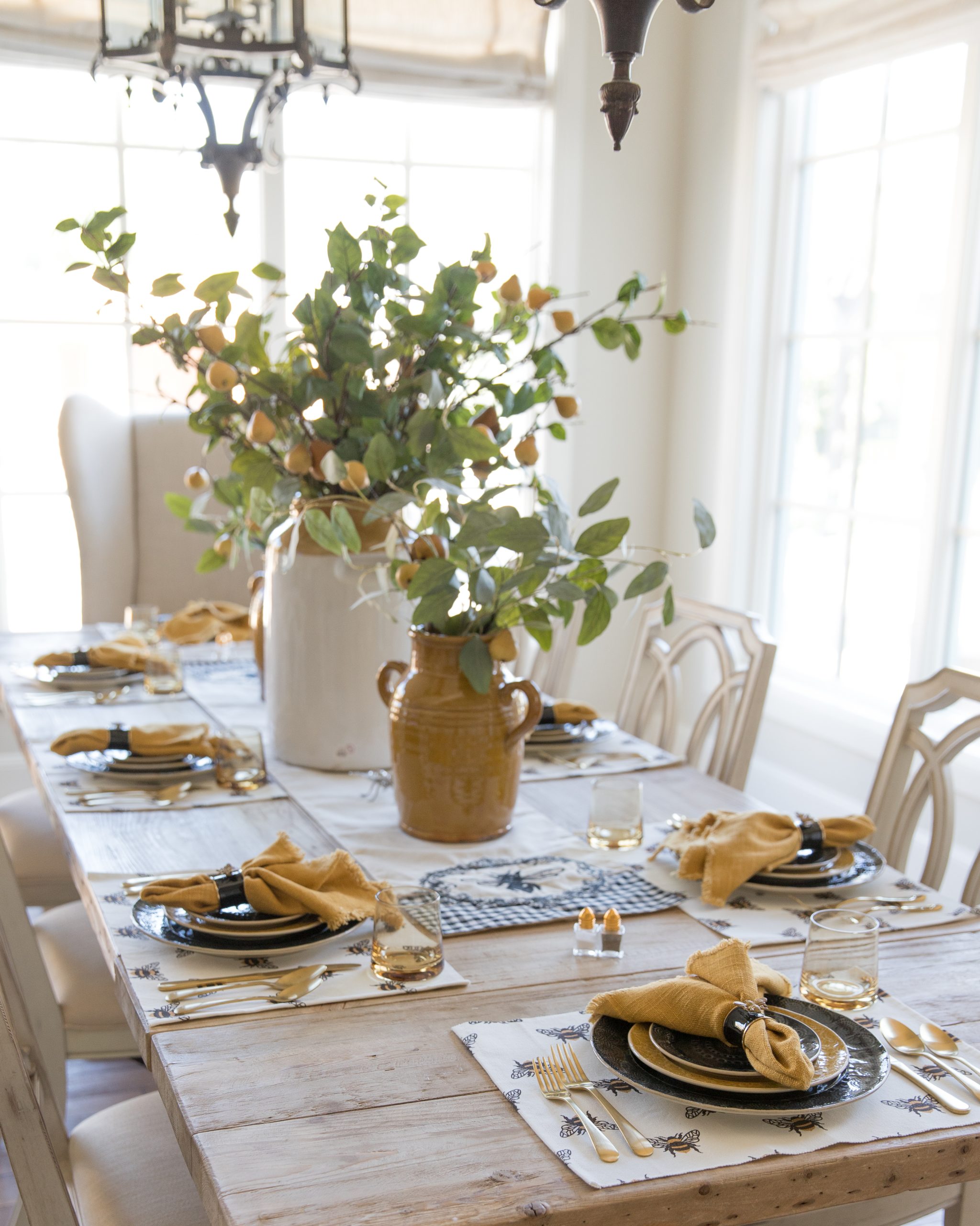 Black and Yellow Bee Themed Fall Tablescape - Home With Holly J