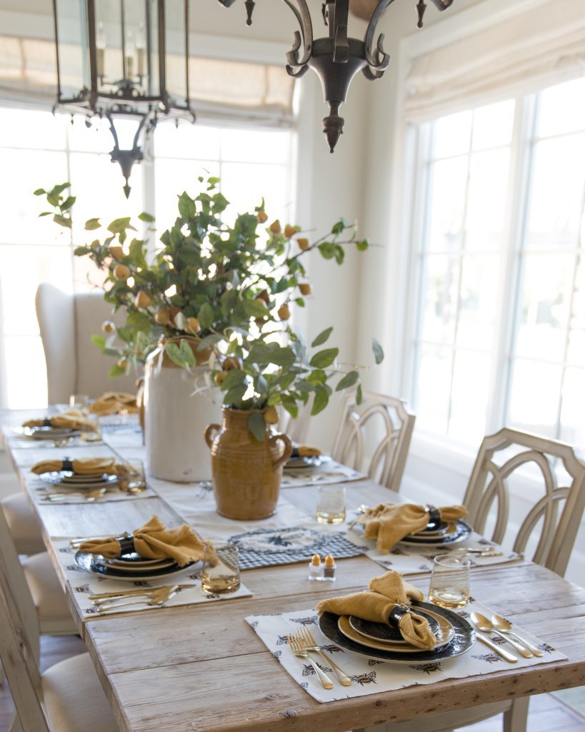 Black and Yellow Bee Themed Fall Tablescape - Home With Holly J