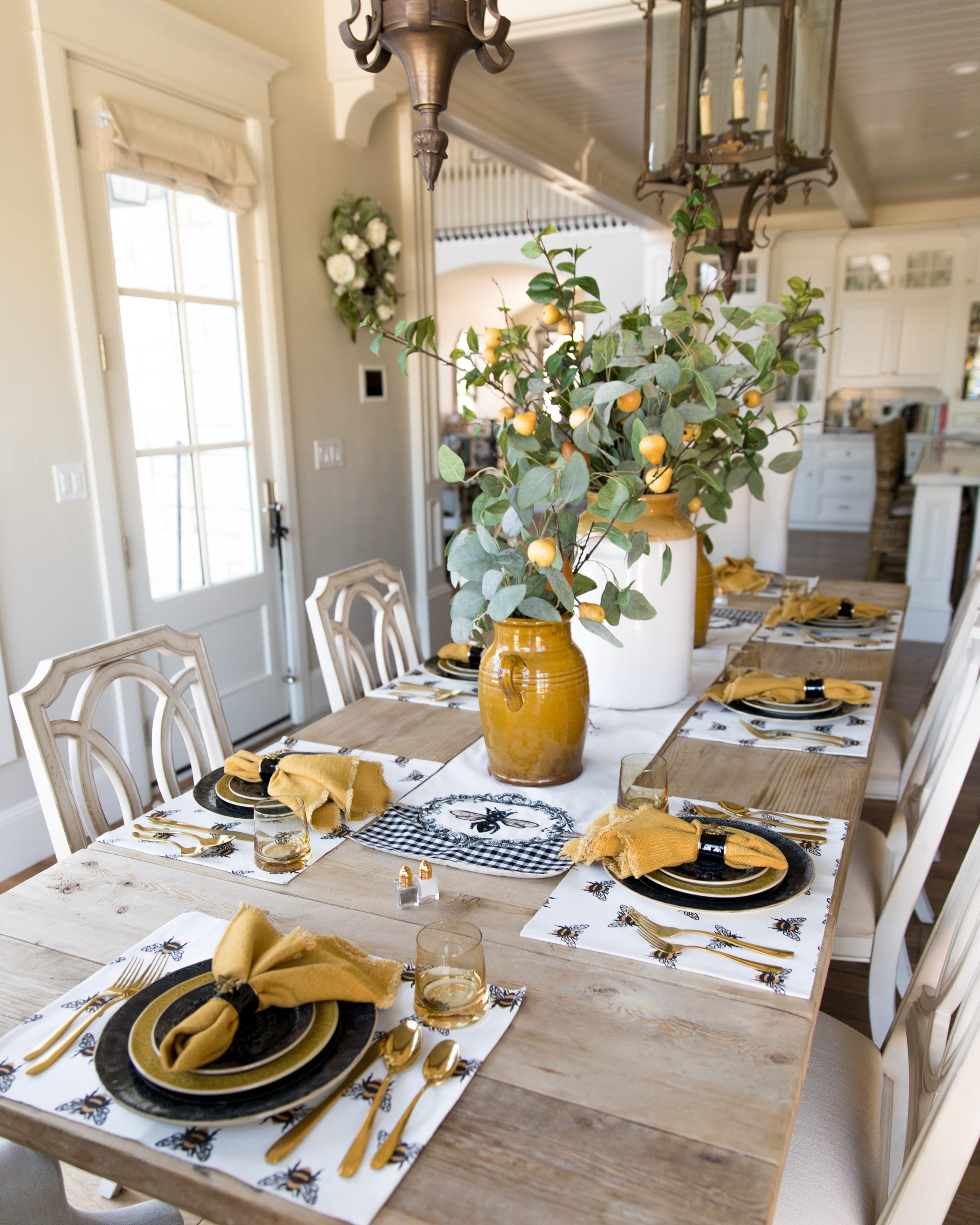 Black and Yellow Bee Themed Fall Tablescape - Home With Holly J