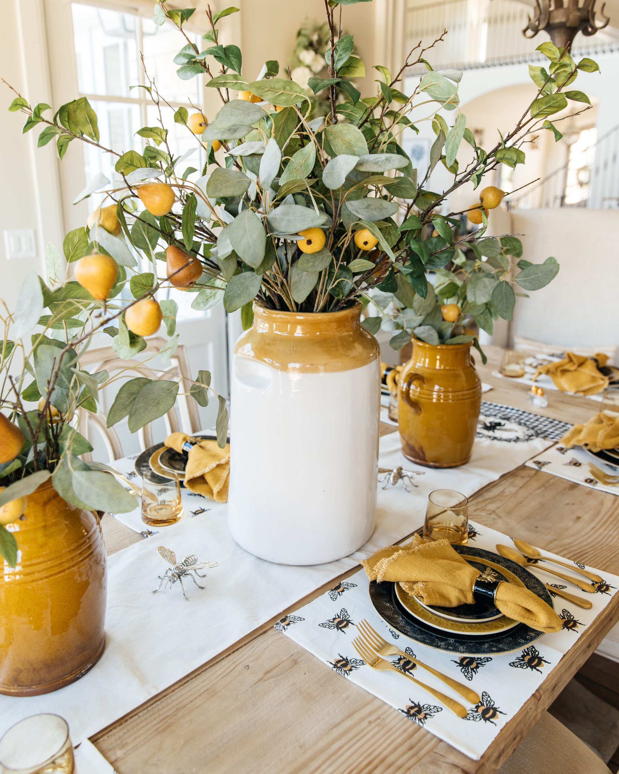 Black and Yellow Bee Themed Fall Tablescape - Home With Holly J