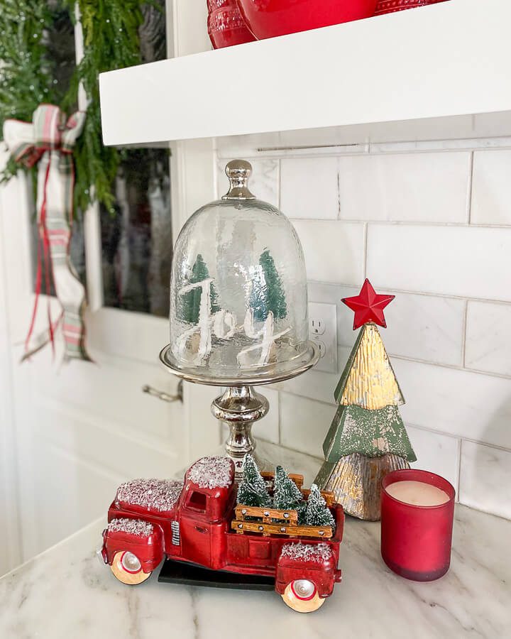 Christmas Kitchen Decor close up of red fire truck decor