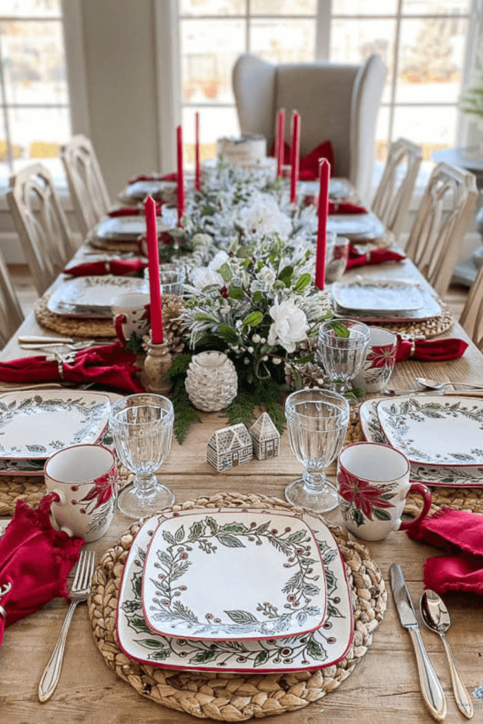 The Most Gorgeous Red and Green Traditional Christmas Tablescape