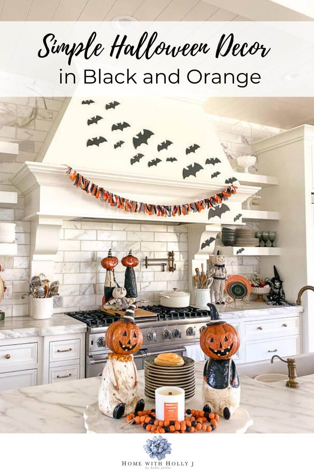 Simple Halloween Decor in Black and Orange - Home With Holly J