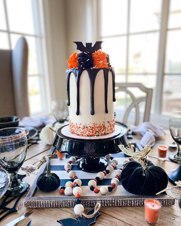 Halloween tablescape cake stand