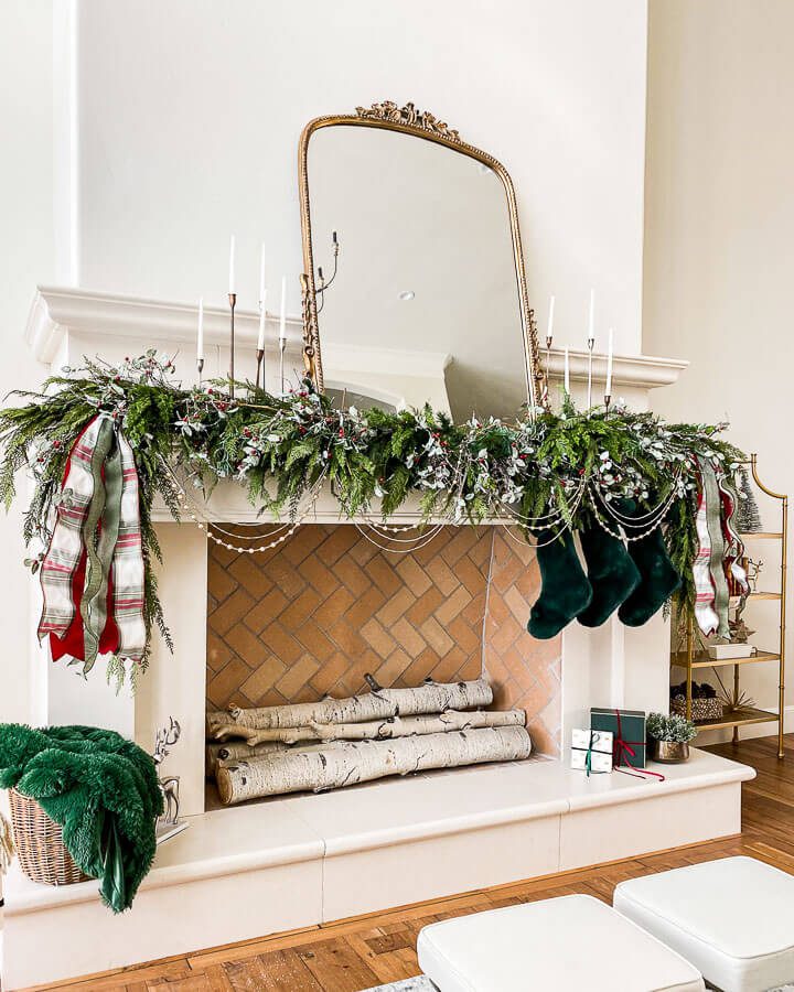 Living Room Christmas Decor Ideas fireplace and mantle decor