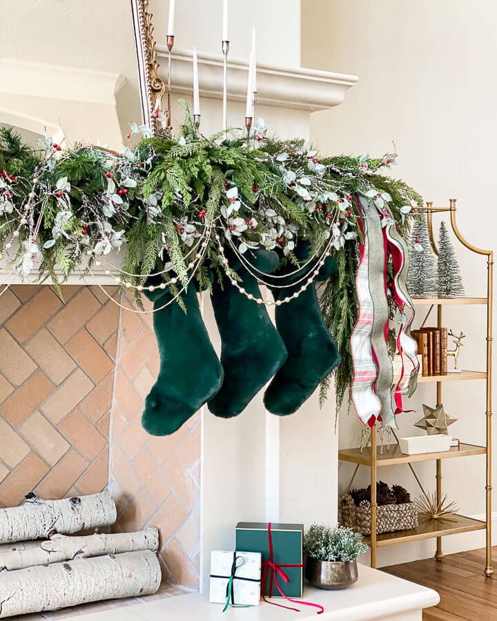 Living Room Christmas Decor Ideas close up of stockings