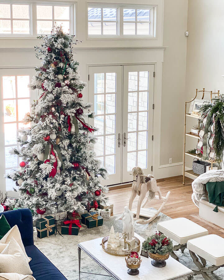 Living Room Christmas Decor Ideas Christmas tree and rocking horse