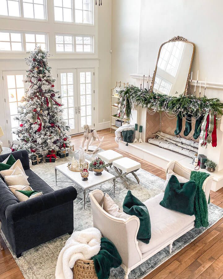 Living Room Christmas Decor Ideas whole room from above