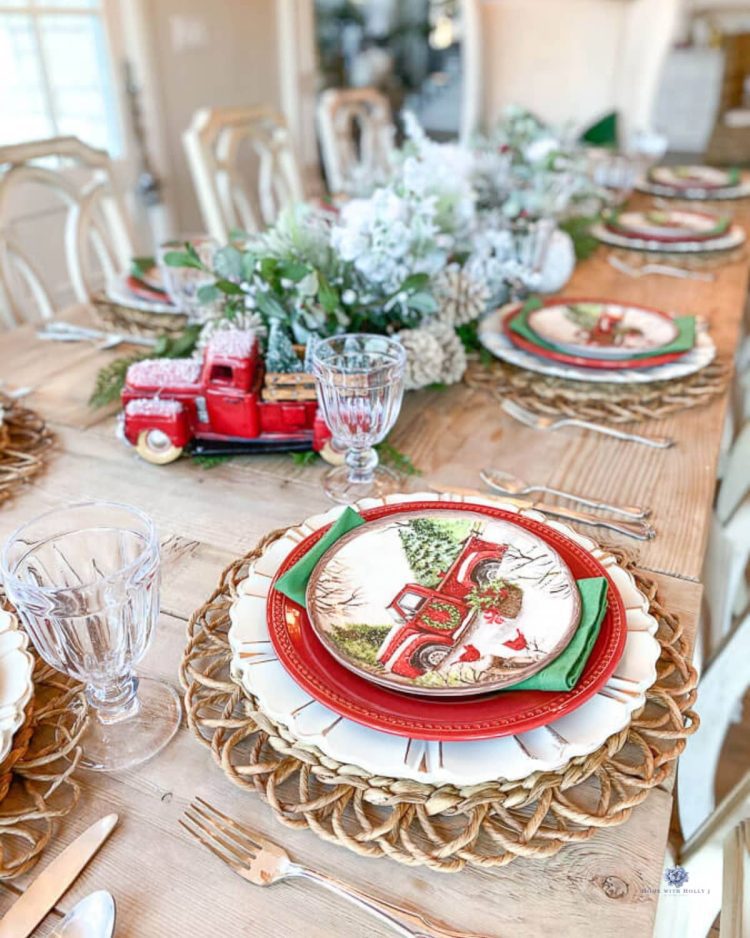 Red Truck Christmas Tablescape - Featured