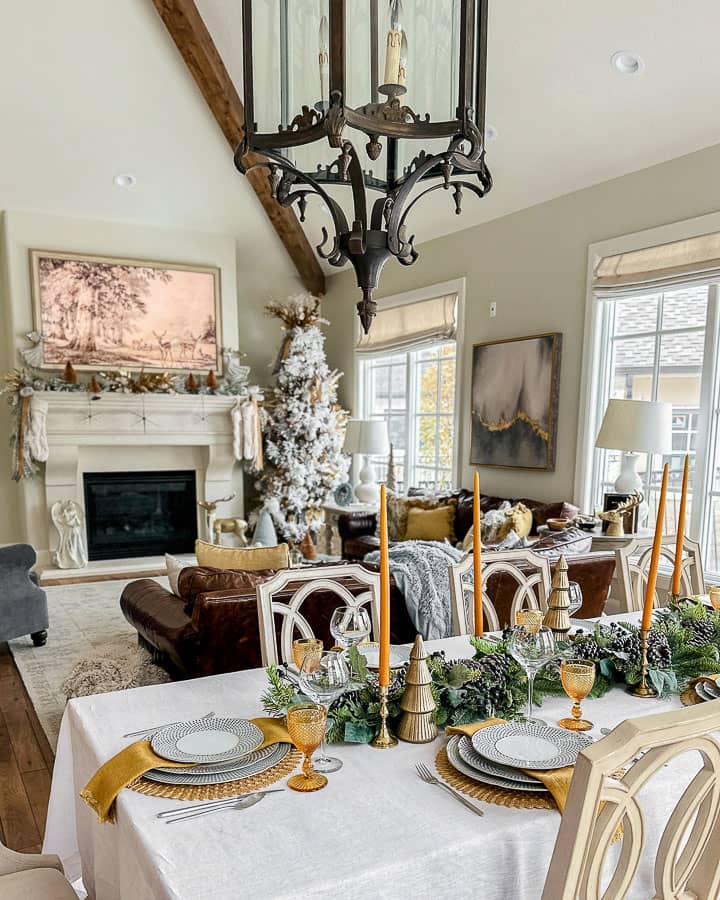 Winter Tablescapes view into the living room