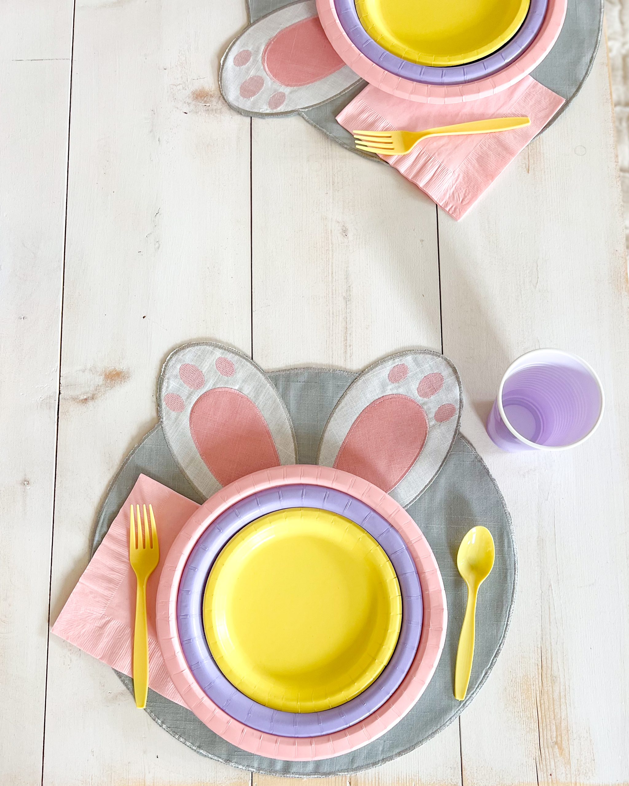 bunny themed birthday party kids place setting