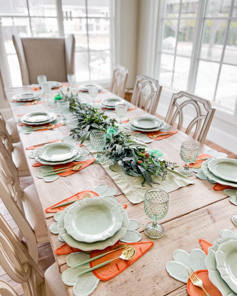 Carrot themed Easter Tablescape place setting