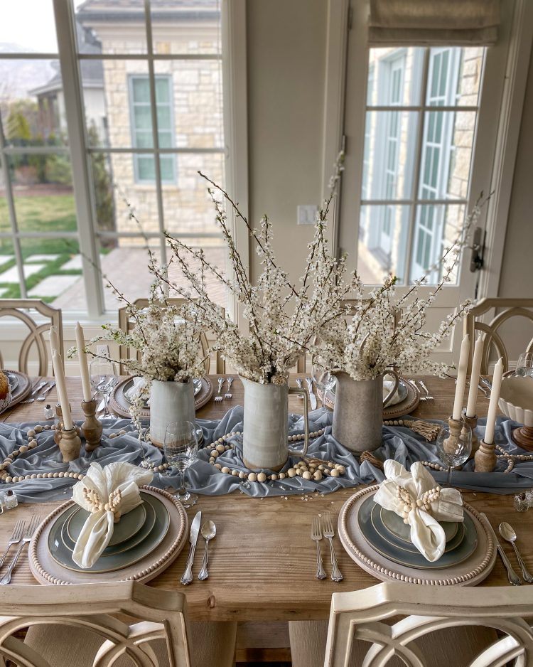 Dusty Blue Easter Tablescape - Home With Holly J