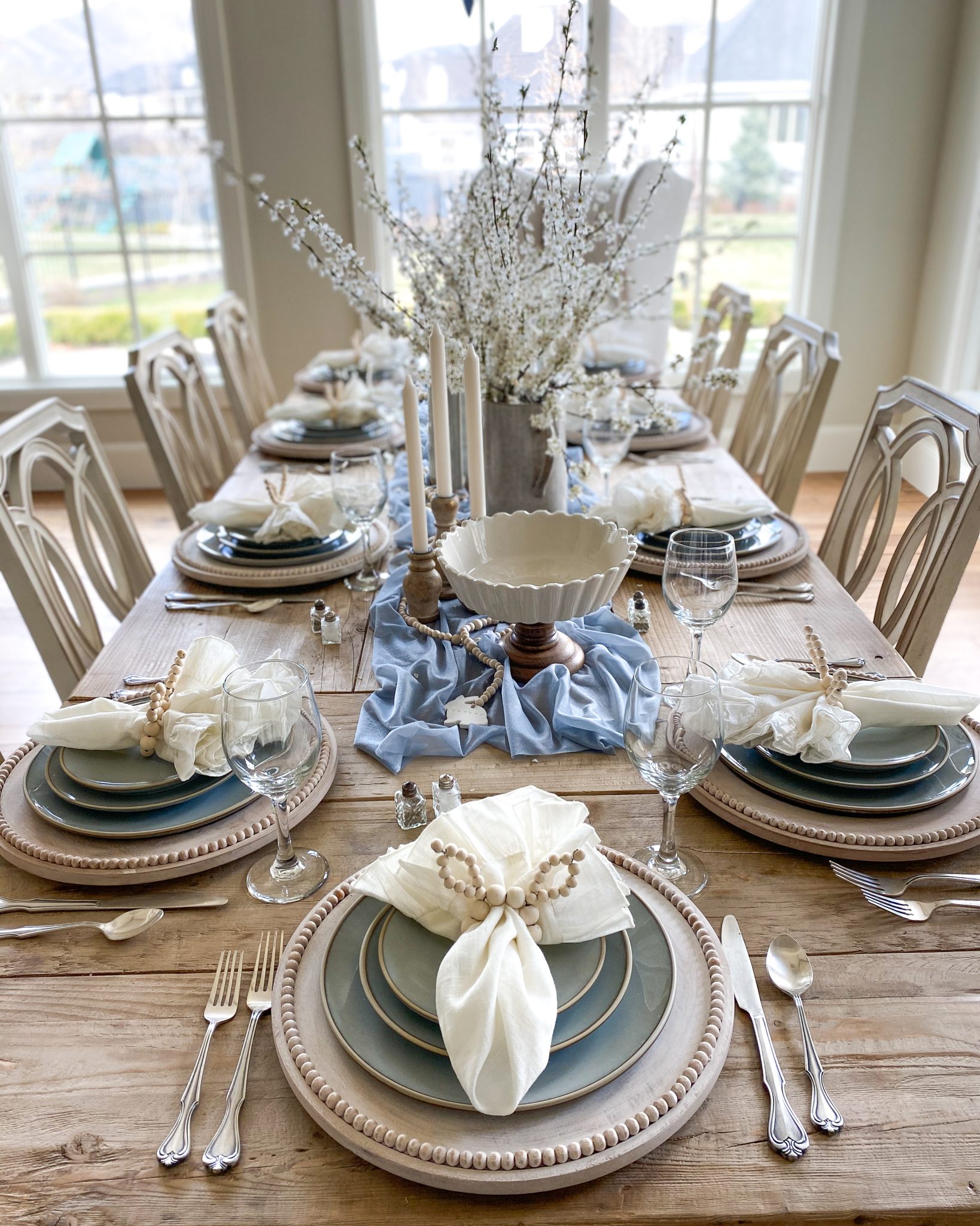 Dusty Blue Easter Tablescape - Home With Holly J