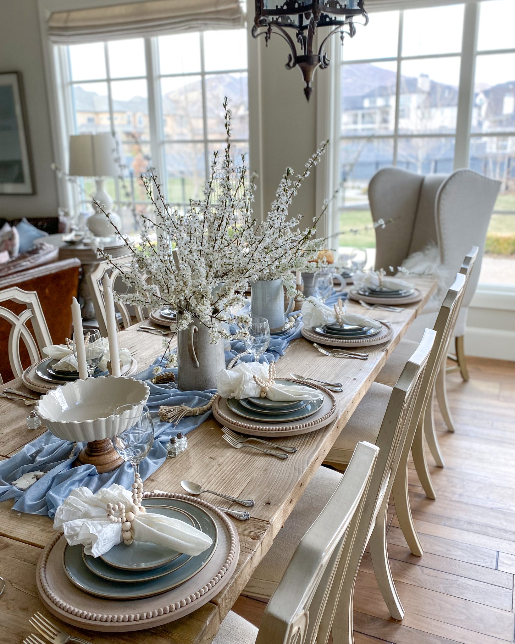 Dusty Blue Easter Tablescape - Home With Holly J