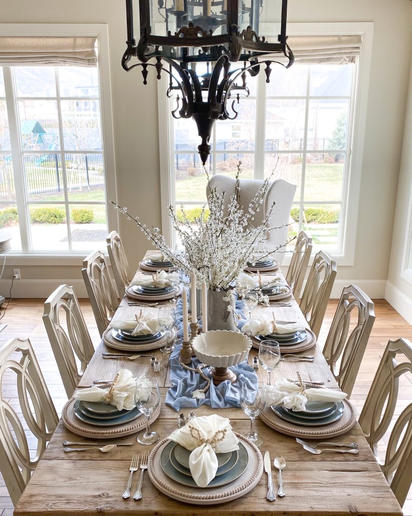 blue easter tablescape