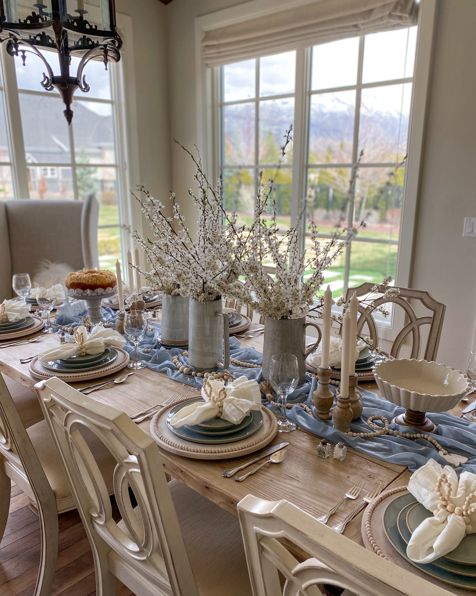 Dusty Blue Easter Tablescape - Home With Holly J