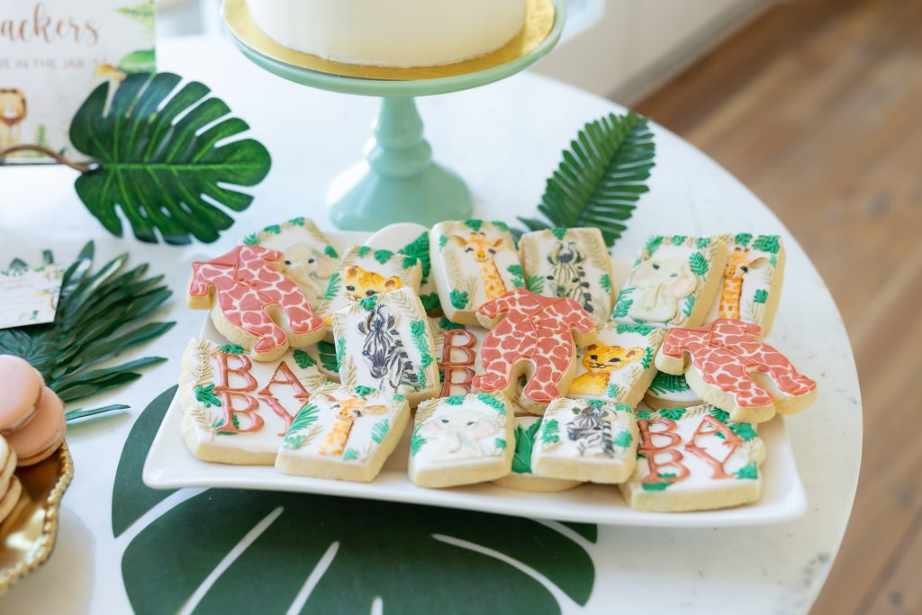 jungle theme baby shower cookie plate