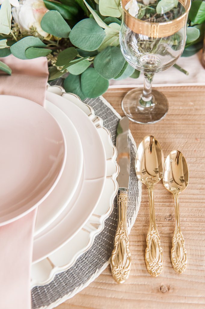 Pink and Gray Spring Tablescape