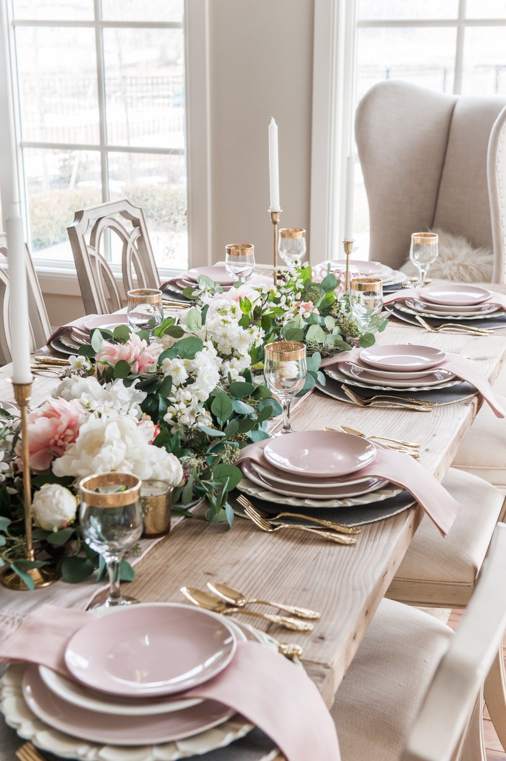 Pink and Gray Spring Tablescape - Home With Holly J