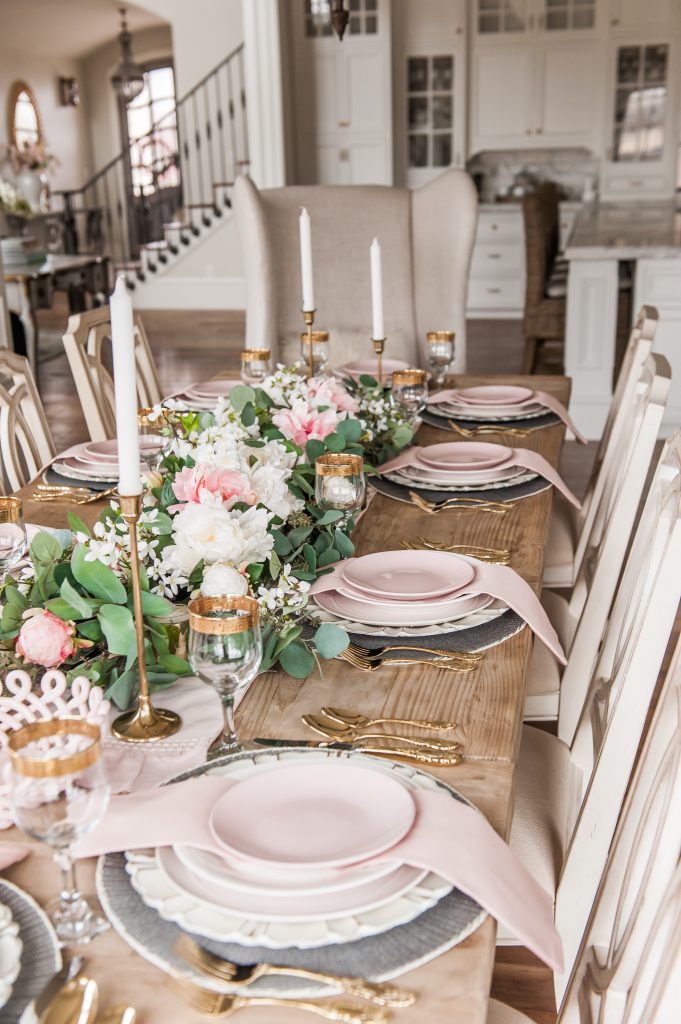 Pink and Gray Spring Tablescape