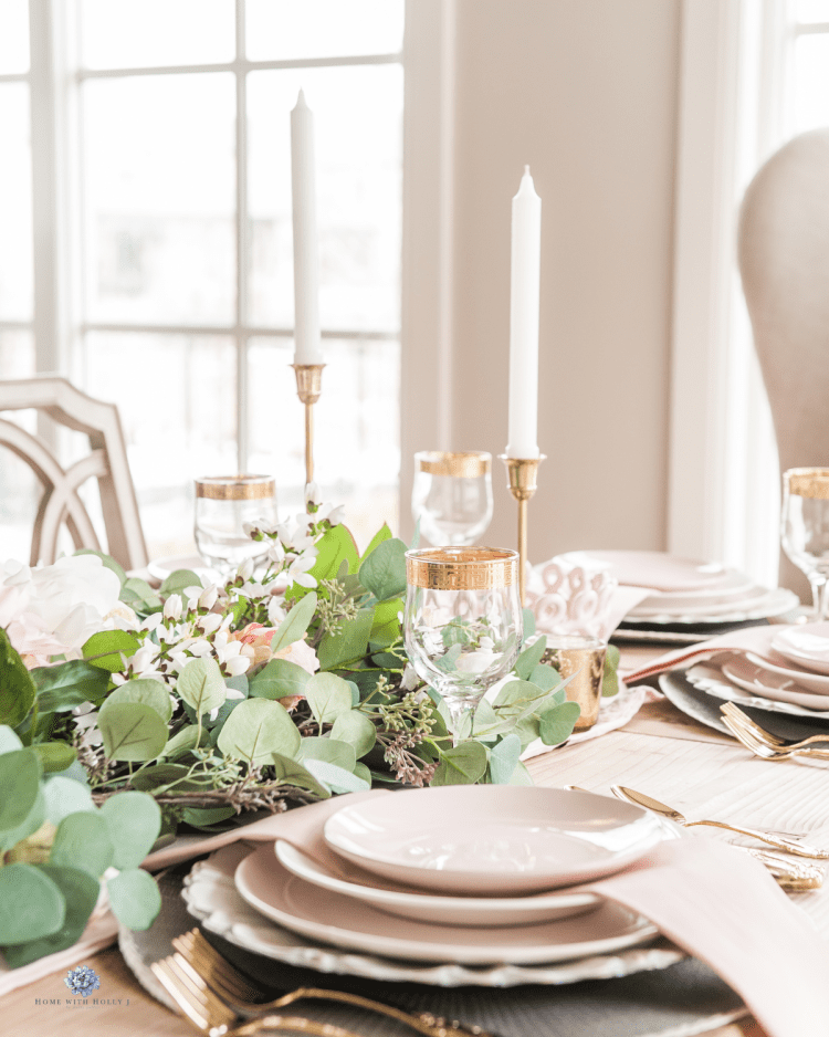 Pink and Gray Spring Tablescape