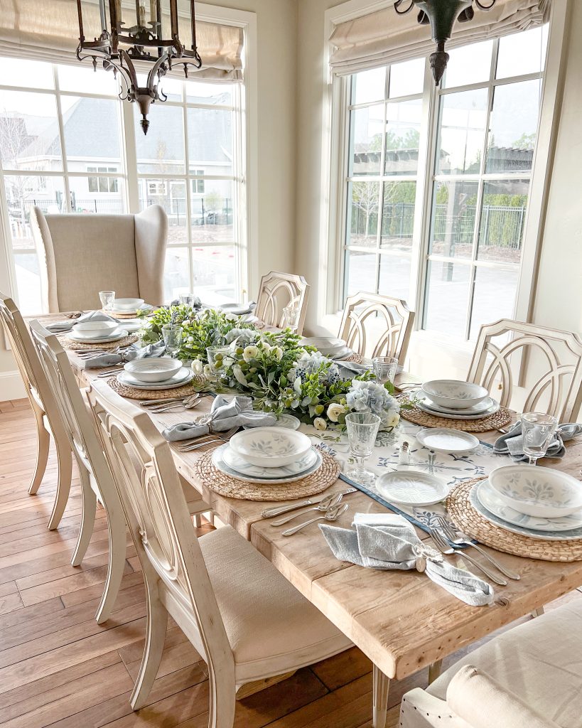 Chambray Blue and White Spring Tablescape