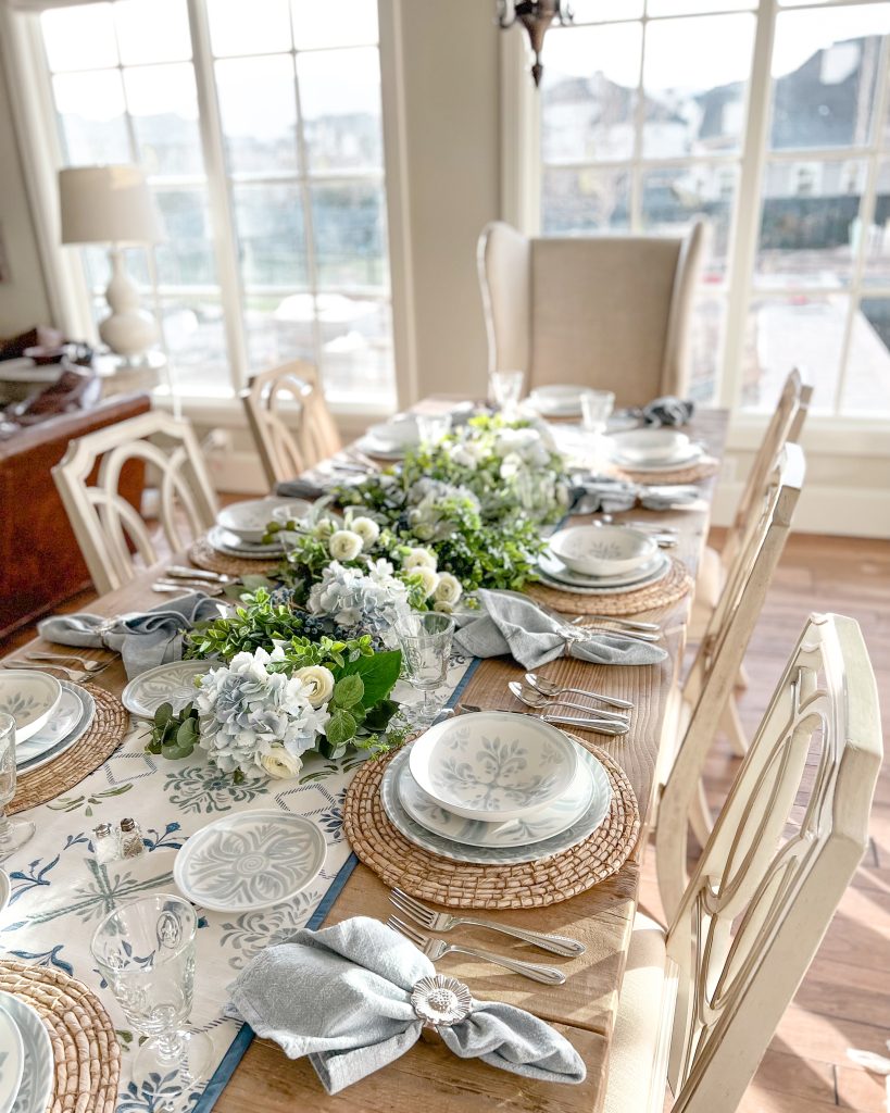 Chambray Blue and White Spring Tablescape