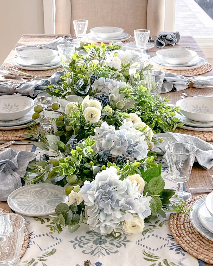 Chambray Blue and White Spring Tablescape