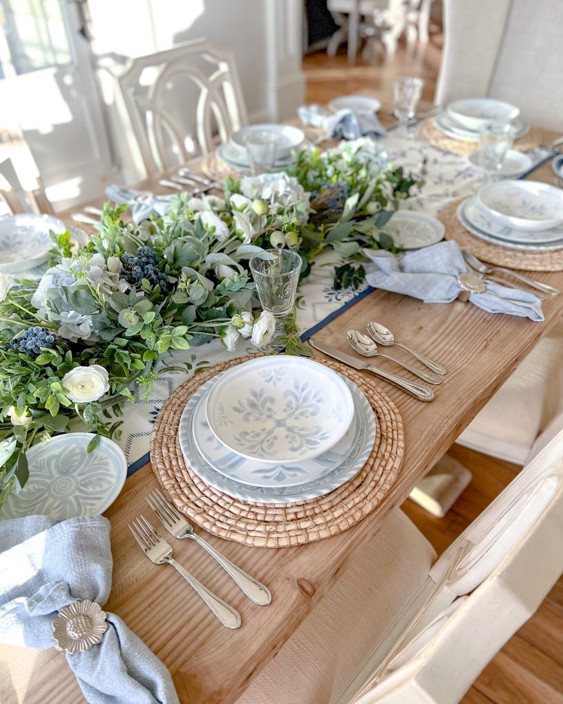 Chambray Blue and White Spring Tablescape