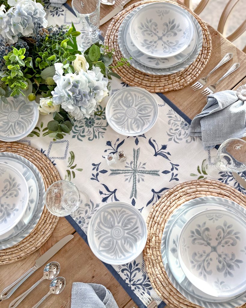 Chambray Blue and White Spring Tablescape