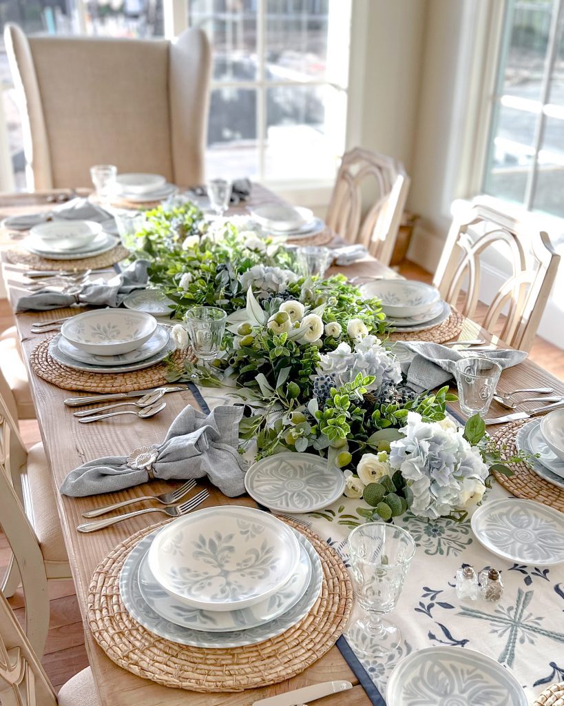 Chambray Blue and White Spring Tablescape