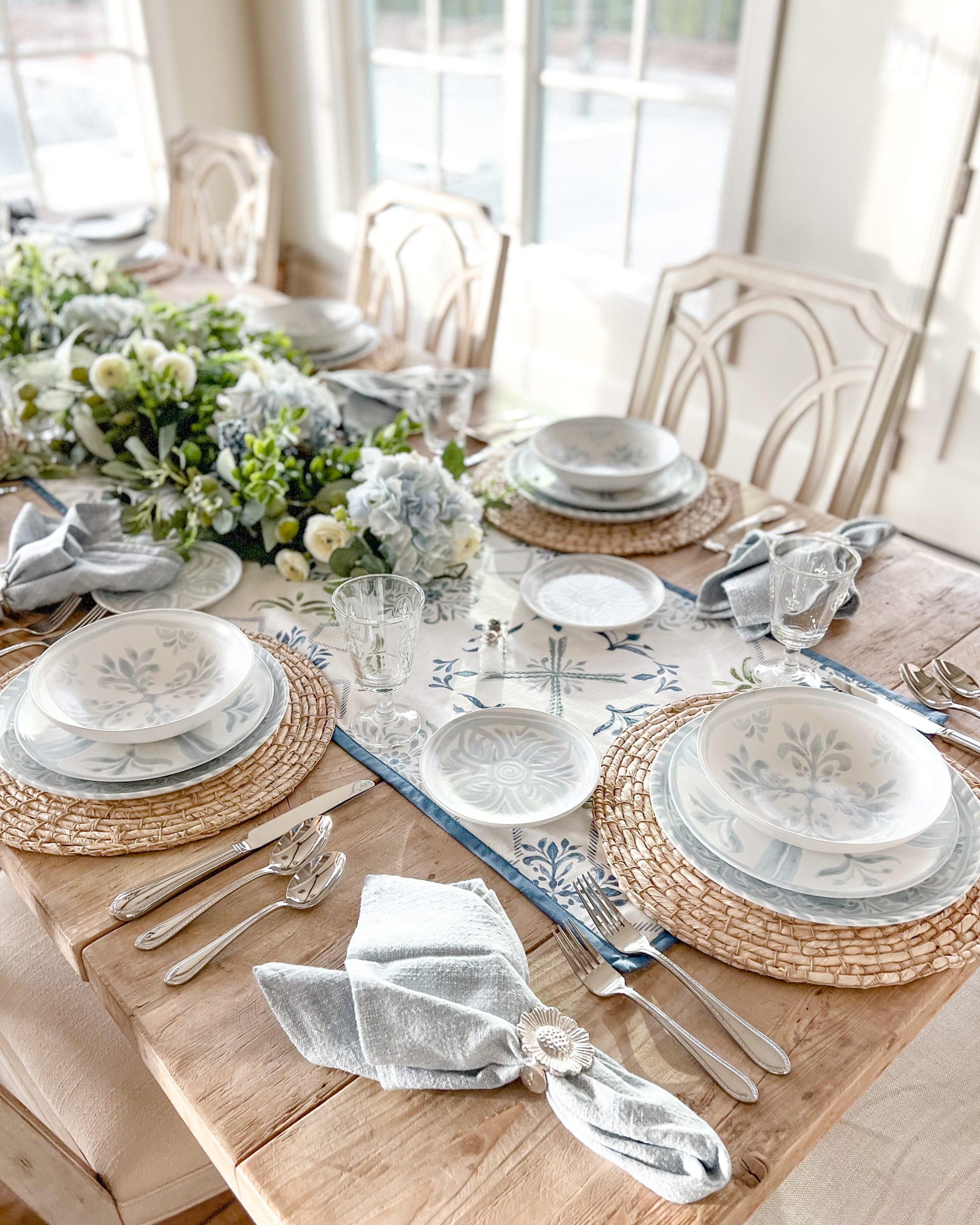 Chambray Blue and White Spring Tablescape - Home With Holly J