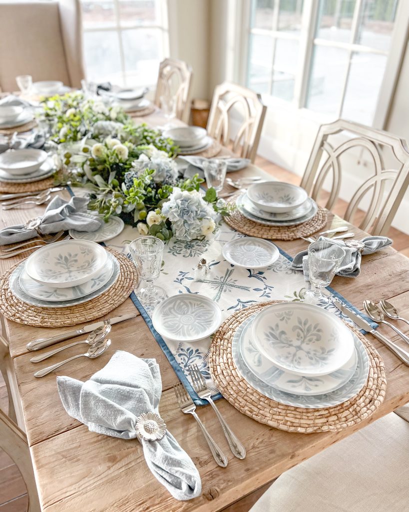 Chambray Blue and White Spring Tablescape