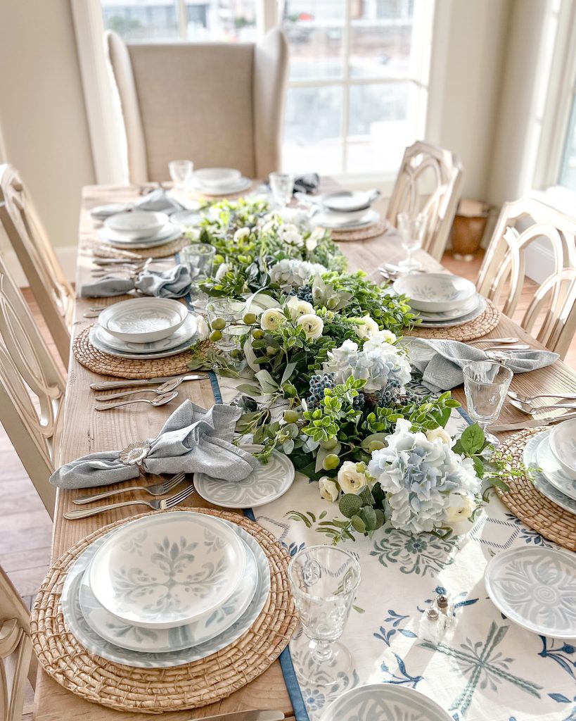 Chambray Blue and White Spring Tablescape