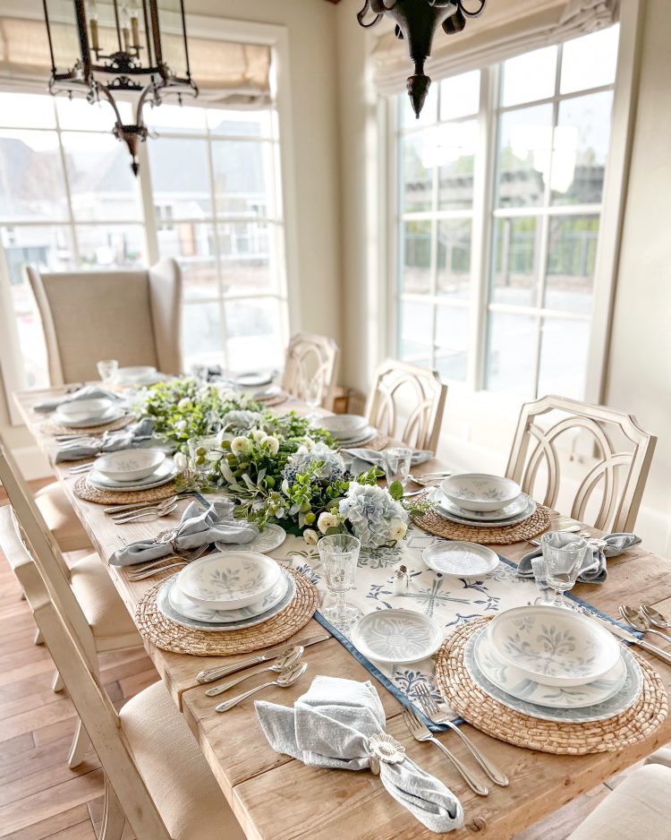 Chambray Blue and White Spring Tablescape - Home With Holly J