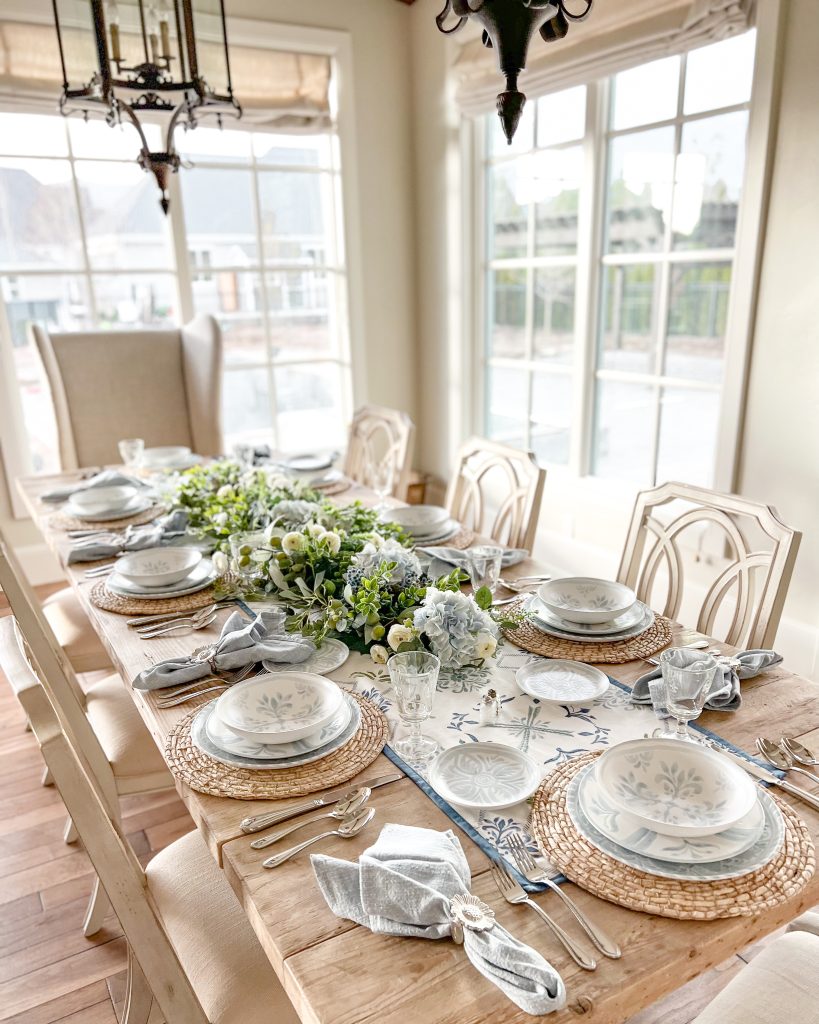 Chambray Blue and White Spring Tablescape