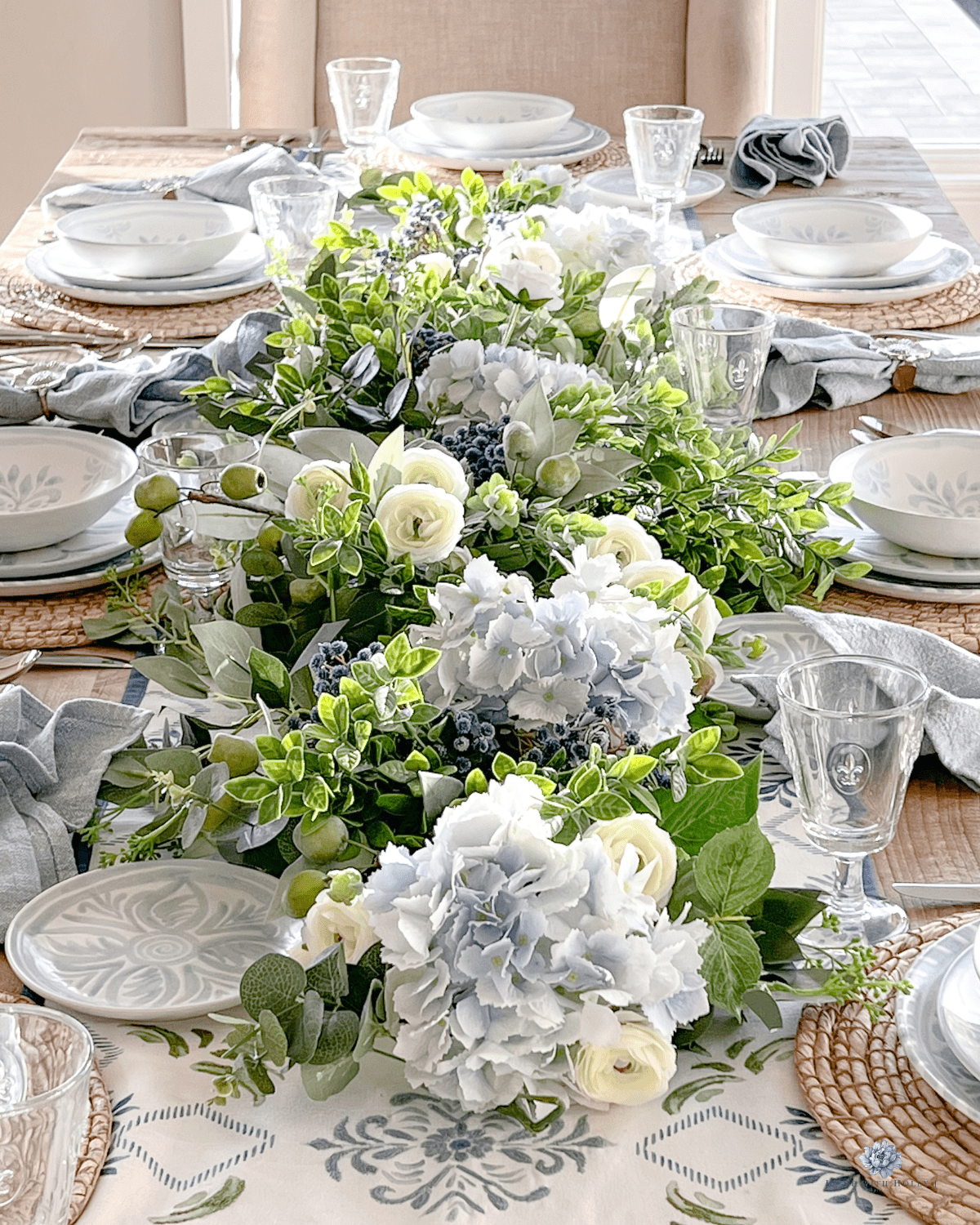 Chambray Blue and White Spring Tablescape - Home With Holly J