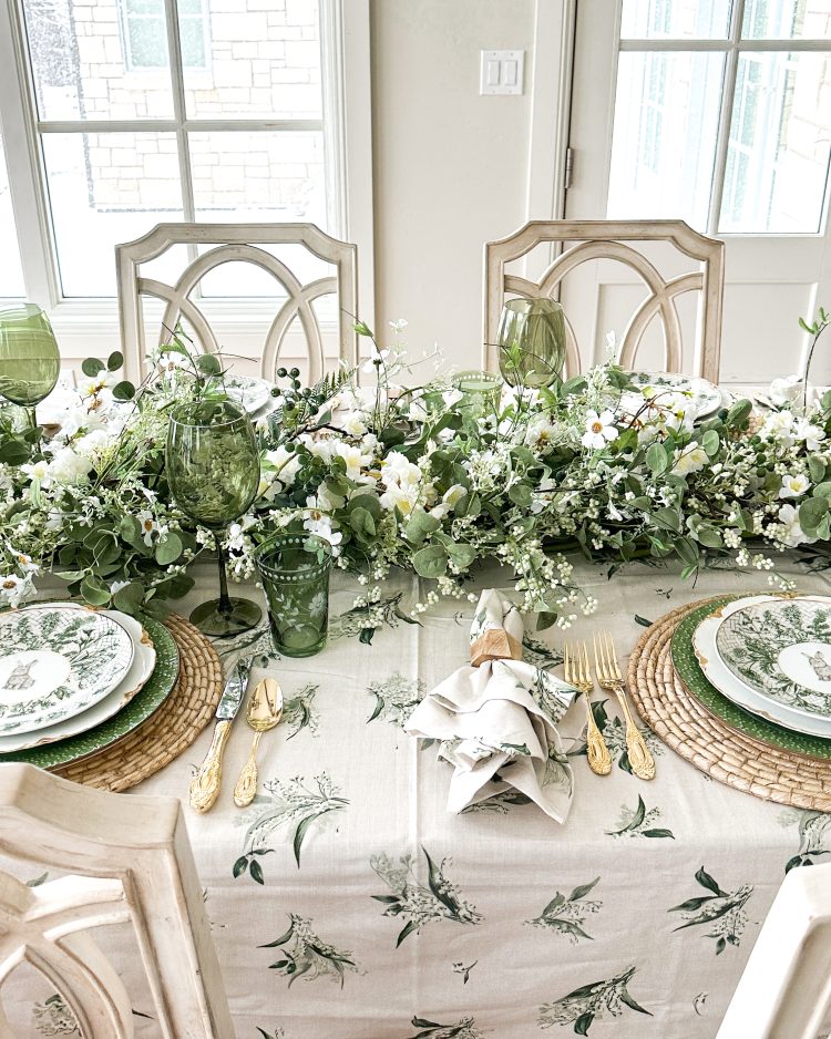 Spring Green and White Table Decor - Home With Holly J