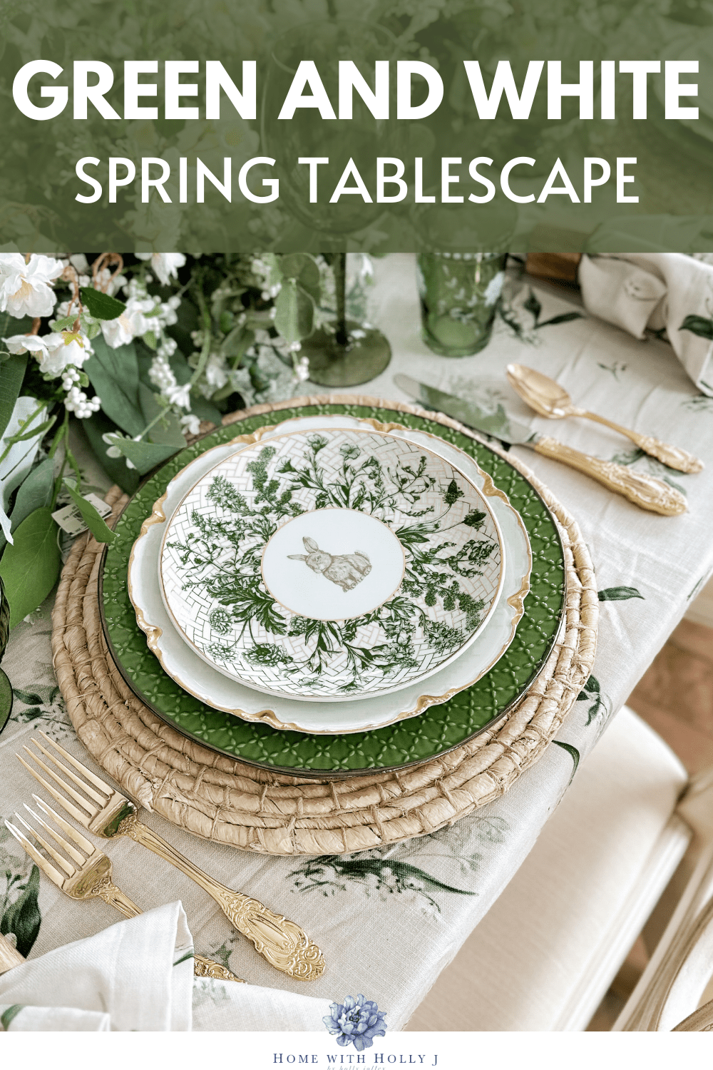 Create a stunning Spring and Easter tablescape with this beautiful green and white color combination. Learn how to create it here.