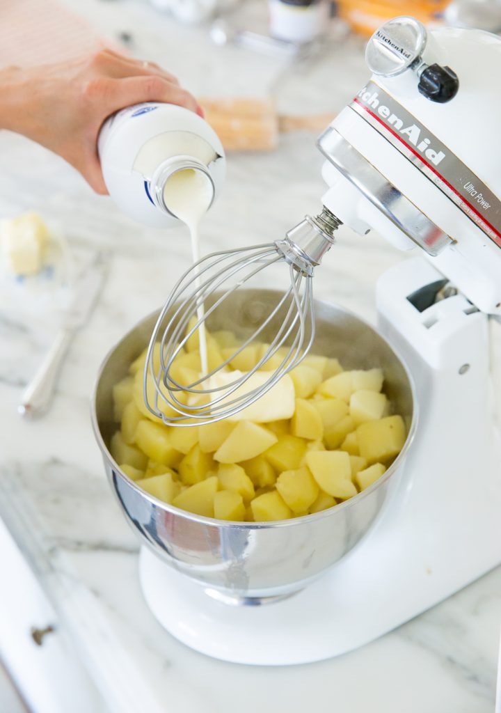 mashing potatoes