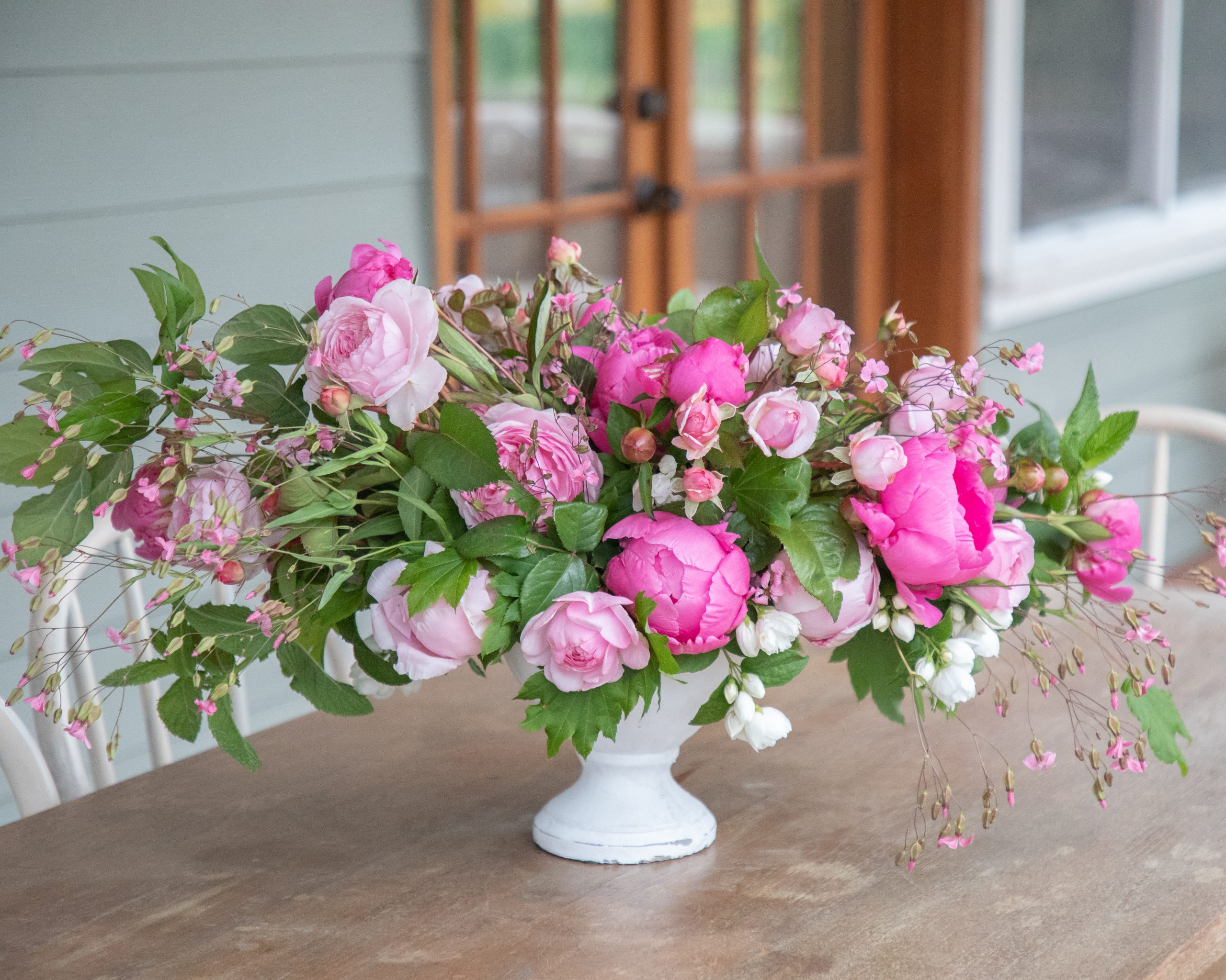 pink peony flower arrangement