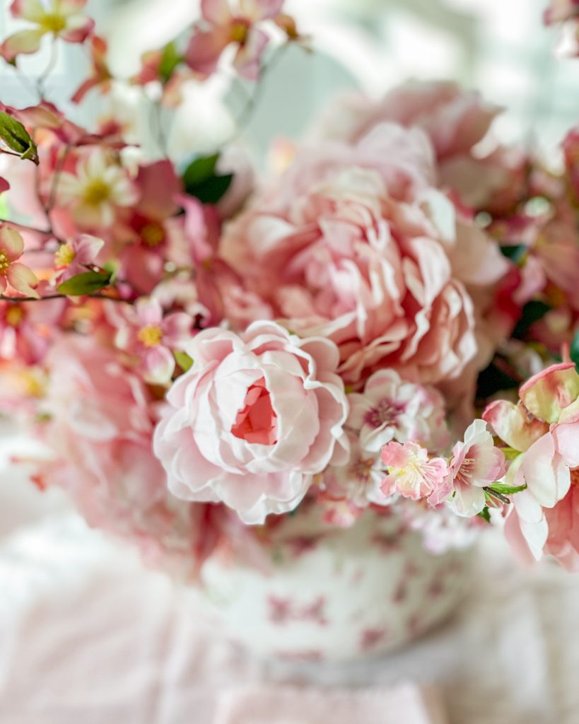 cherry blossom themed pink tablescape