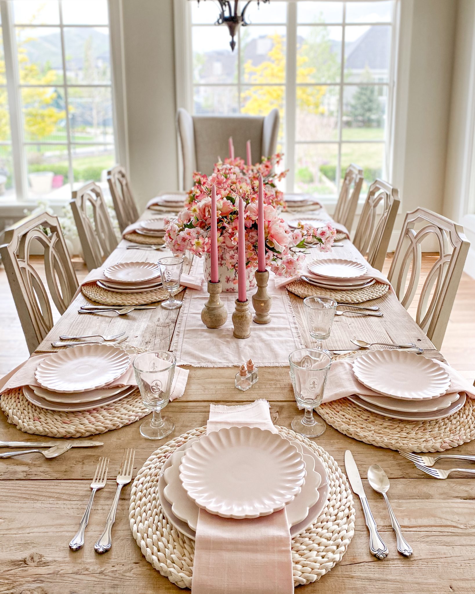 Cherry Blossom Themed Pink Tablescape - Home With Holly J