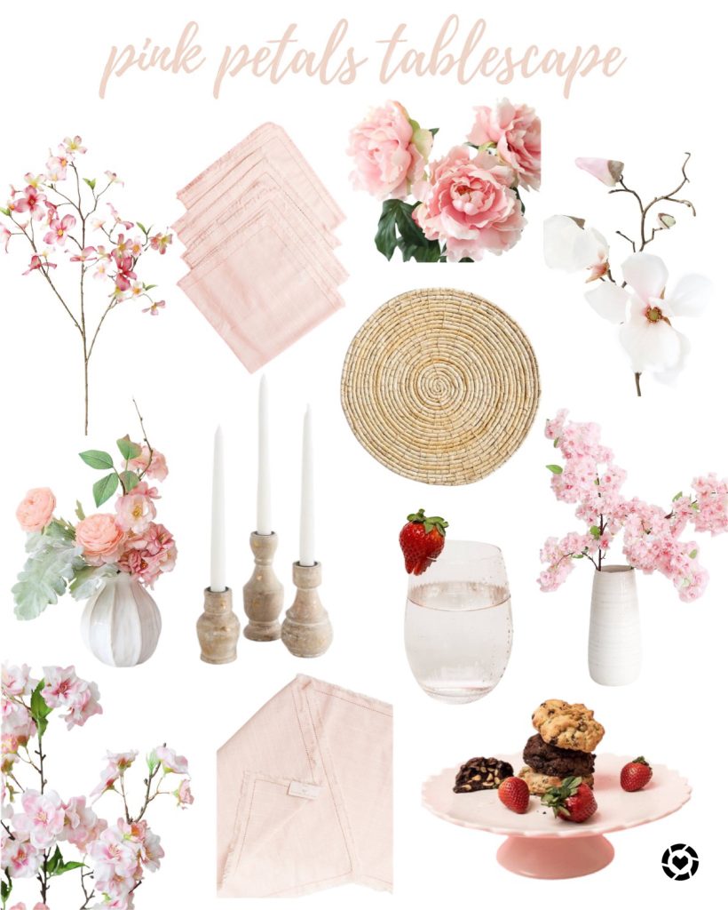 cherry blossom themed pink tablescape