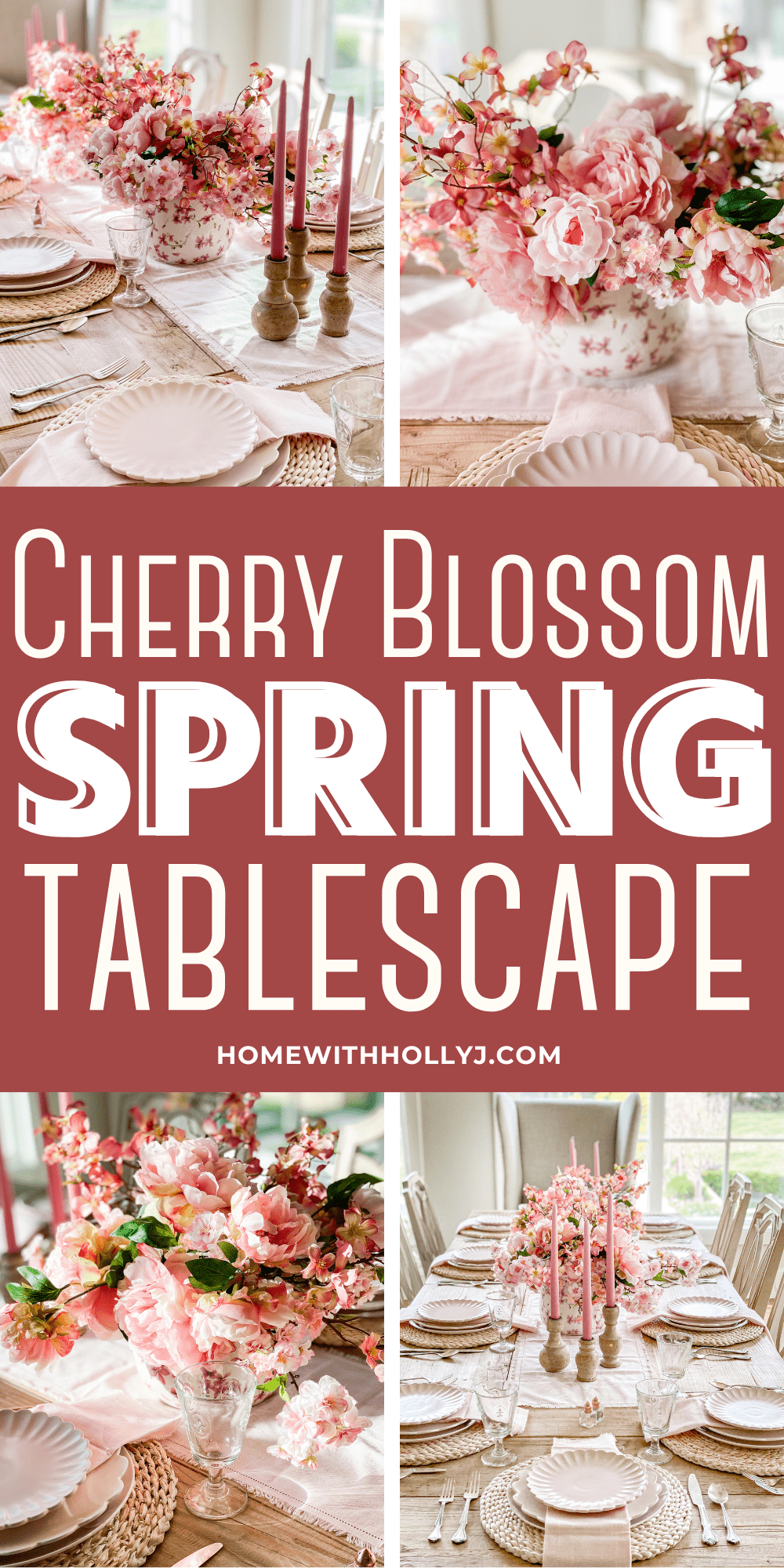 Celebrate the beauty of spring with a stunning cherry blossom themed pink tablescape! Whether you use faux or fresh, learn how here!